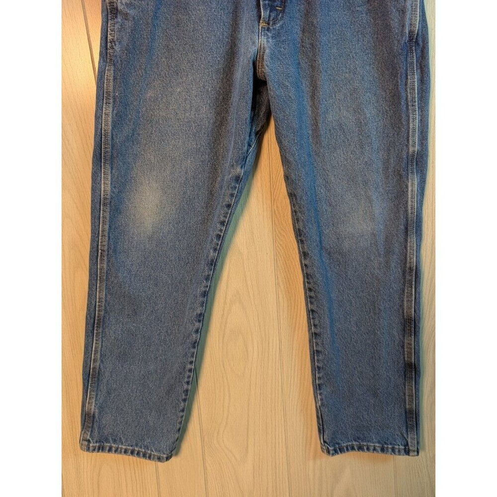 Wrangler Riggs Jeans Adult 34x30 Blue Denim Regular Fit Straight Cut Mens * - Picture 3 of 11